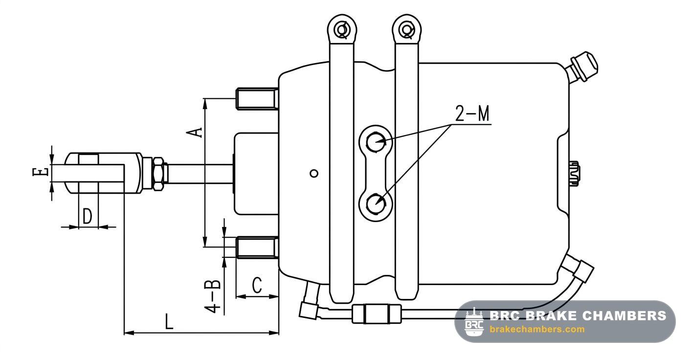 Isuzu 10PC1 330 Rear Piston-Diaphragm Brake Chamber (RH/LH Universal) Technical Drawing Thumbnail