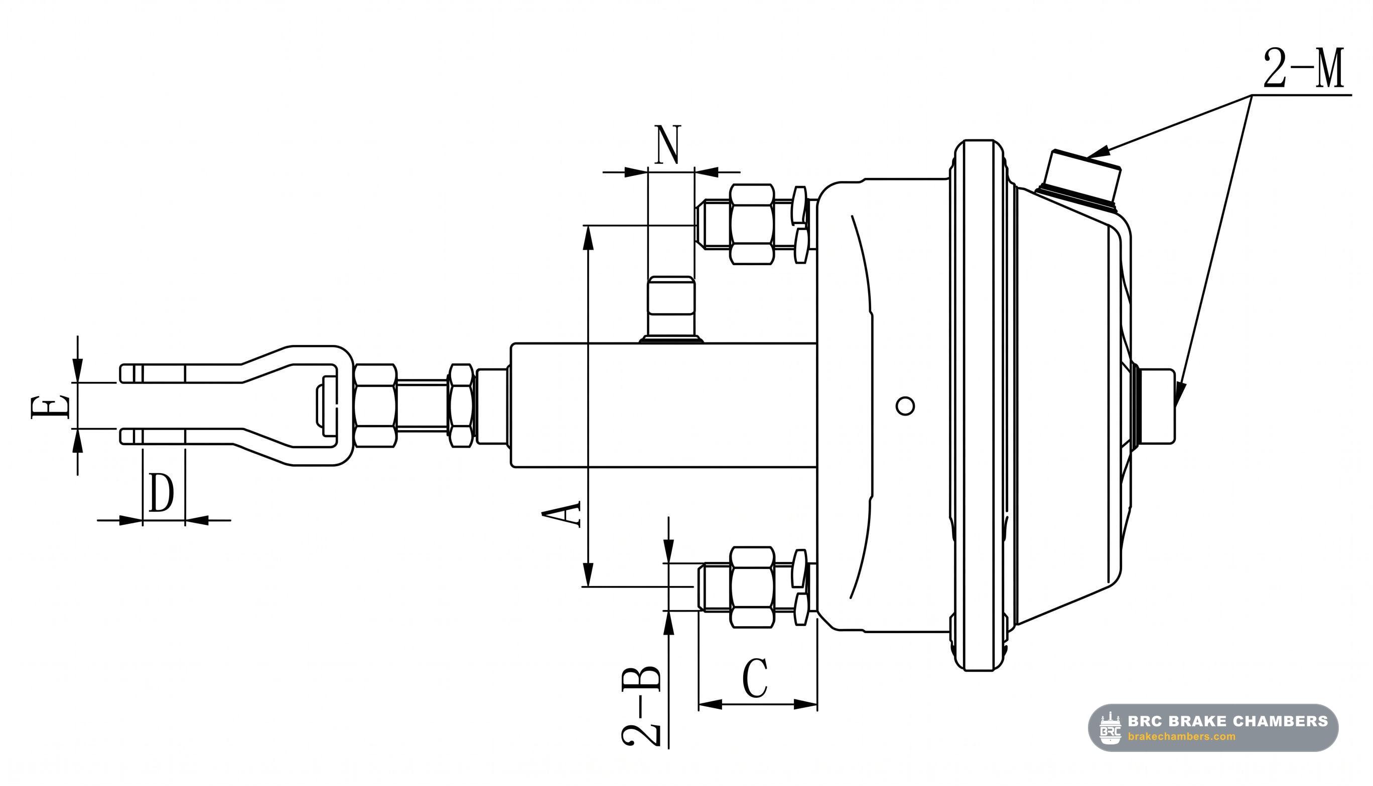 RAM1620 Air-Hydraulic Combination Brake Actuator Technical Drawing Thumbnail