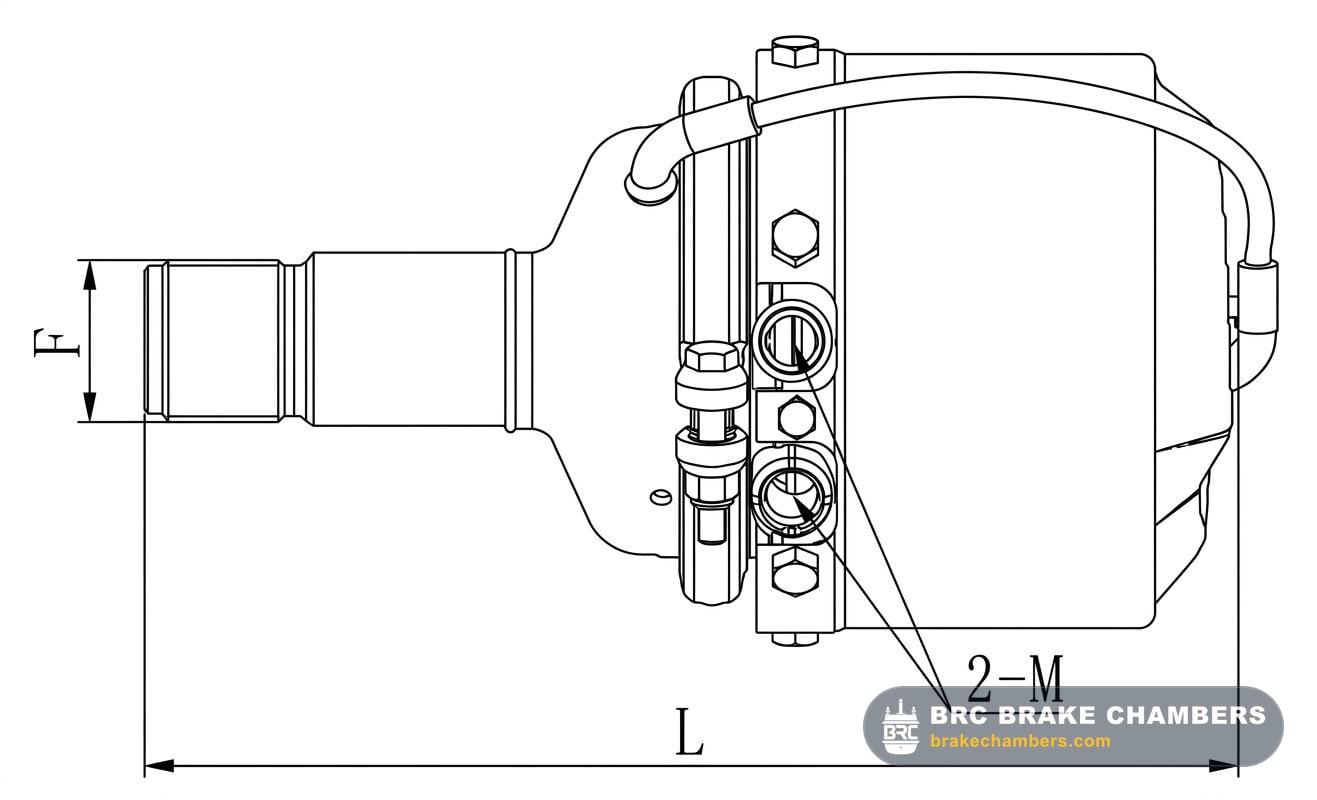 Type 09/20 Boss-Mounted Piston-Diaphragm Brake Chamber Technical Drawing Thumbnail