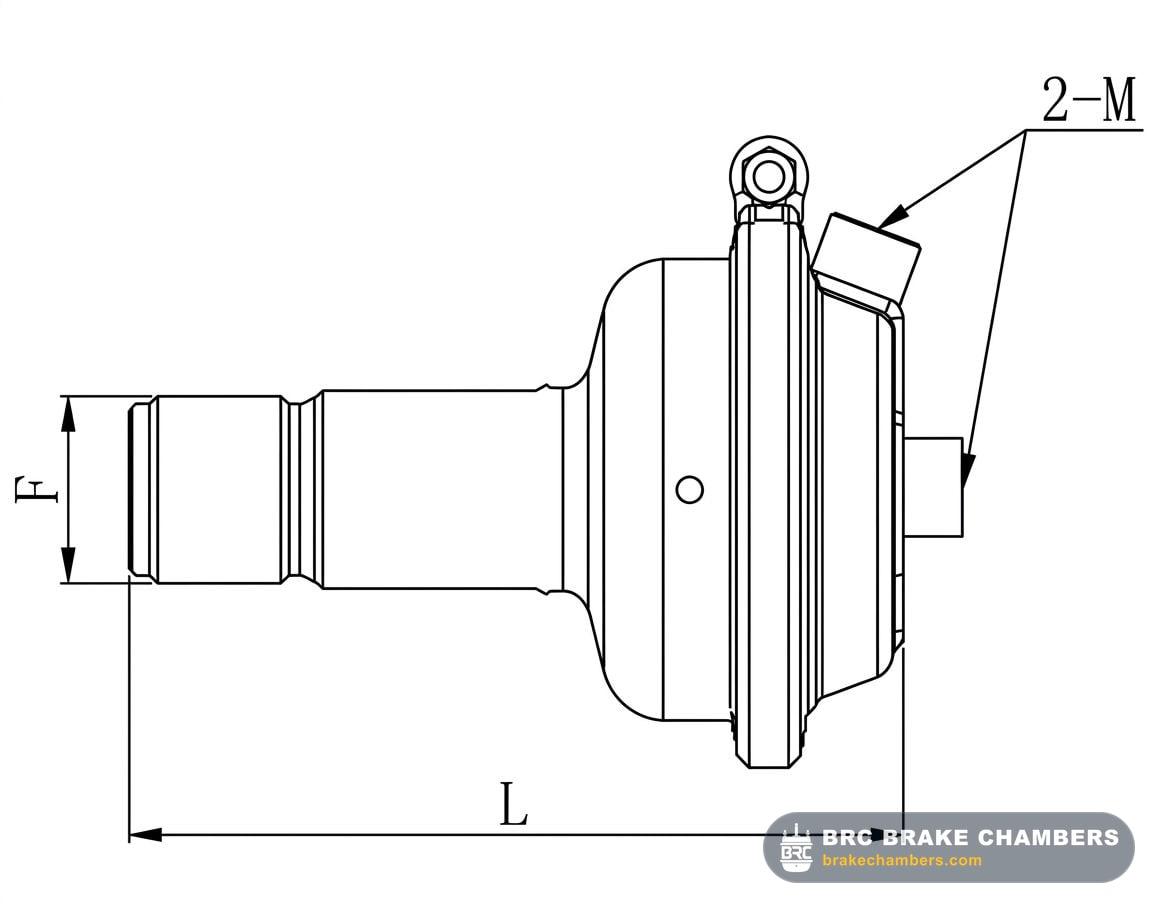 Type 12-B Boss-Mounted Single Diaphragm Brake Chamber Technical Drawing Thumbnail