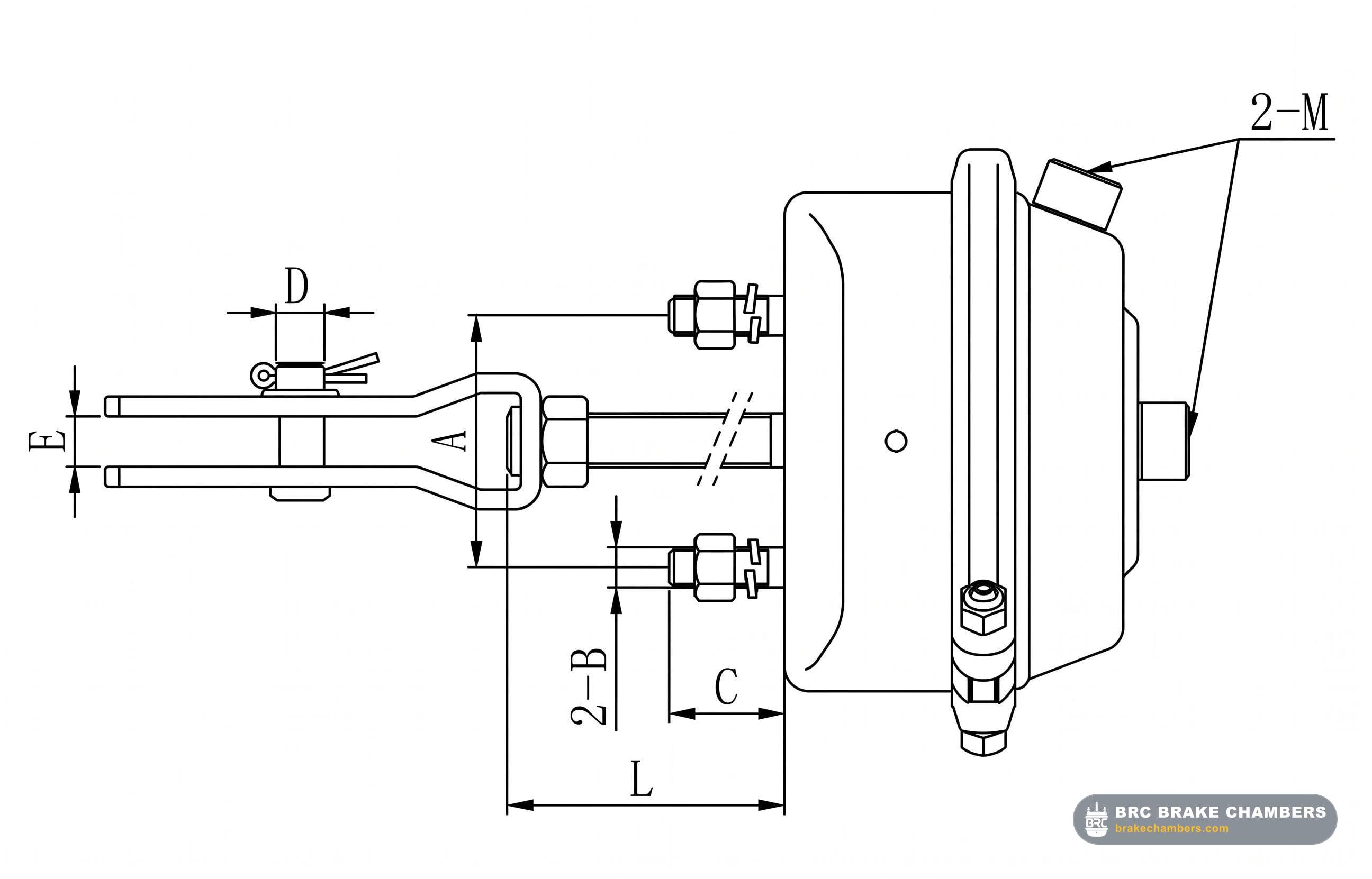 Type 16 Single Diaphragm Air Brake Chamber (75mm Stroke) Technical Drawing Thumbnail