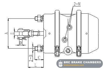 Type 24/24 Double Diaphragm Spring Brake Chamber (MGM Style) Technical Drawing Thumbnail