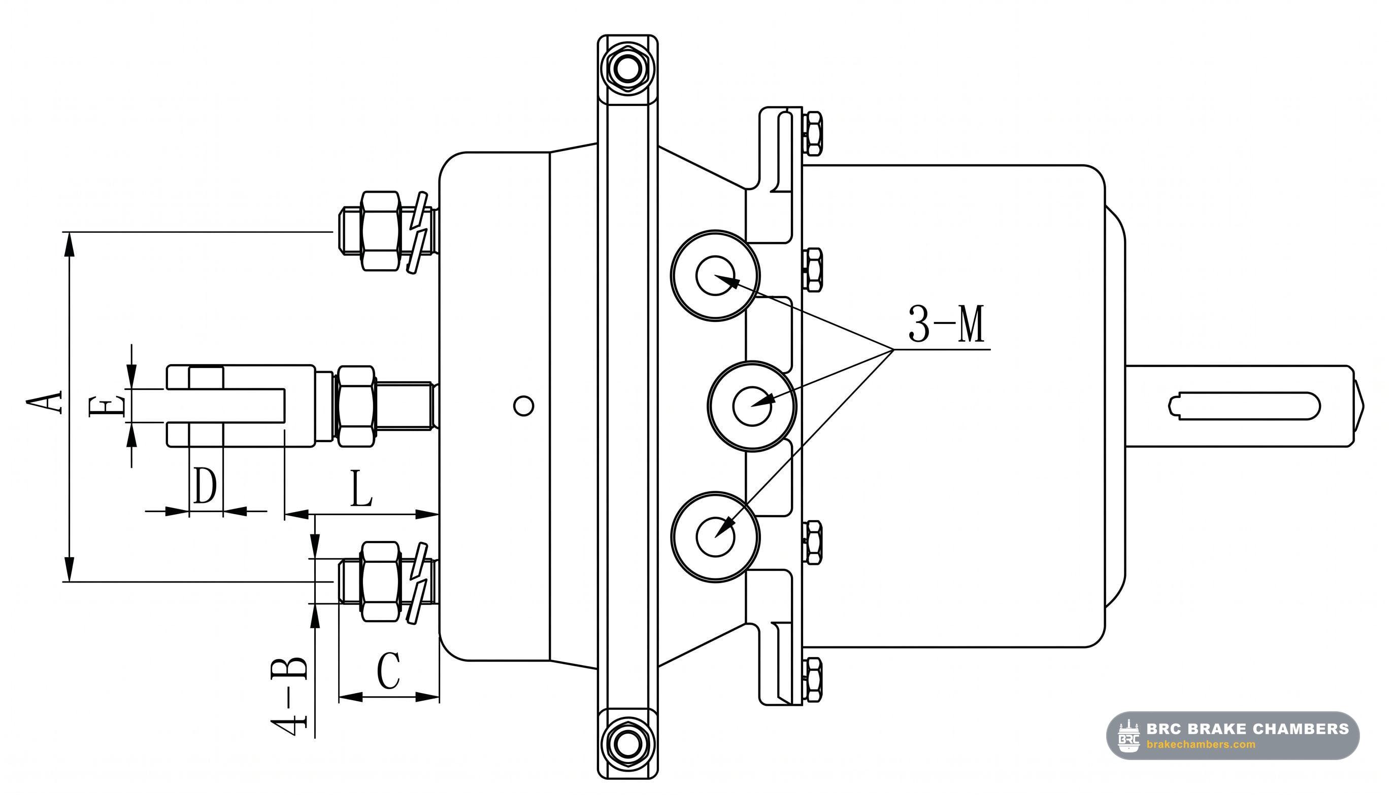 Nissan Diesel CW520 Rear Piston-Diaphragm Brake Actuator Technical Drawing Thumbnail